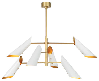 Vest Chandelier, White and Natural Brass