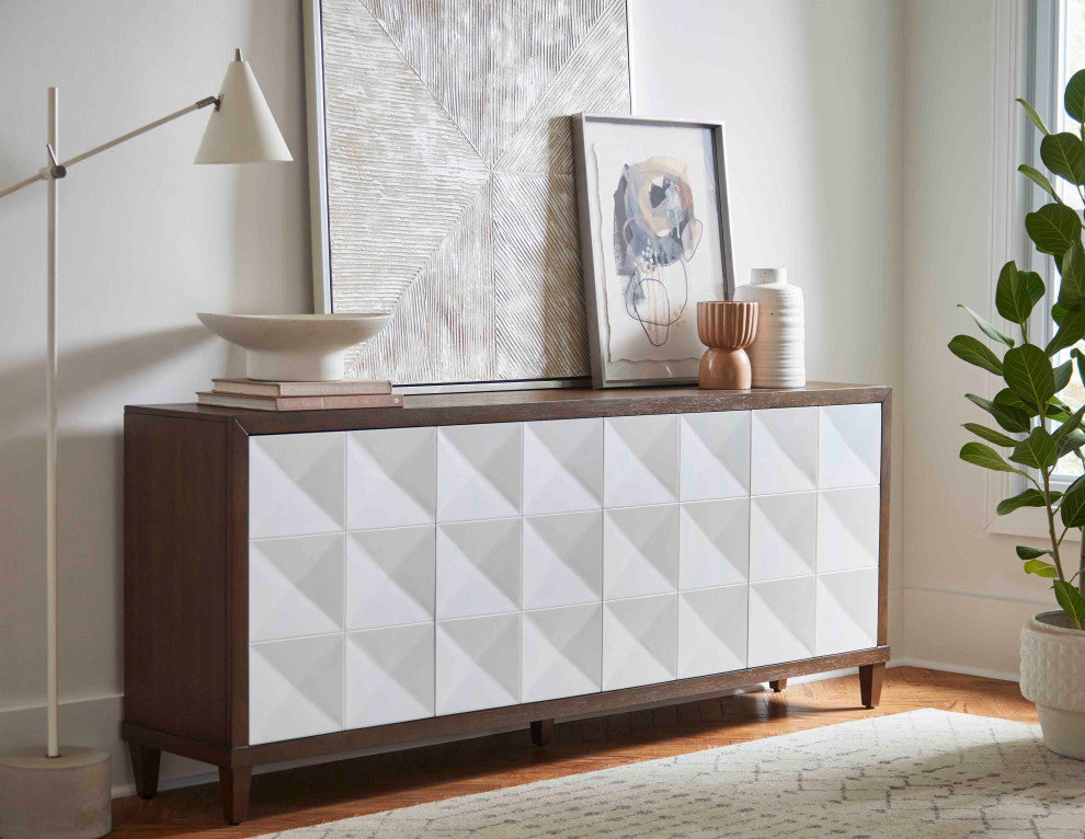 Modern Wood 70" Console With With doors, TV Stand, Fully Assembled, Brown