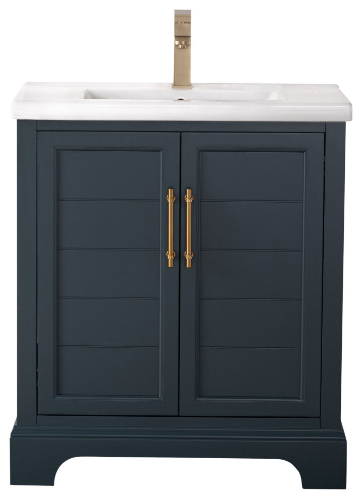 Vanity Art Bathroom Vanity With Sink & Top, Vintage Spruce Blue, 30", White Ceramic