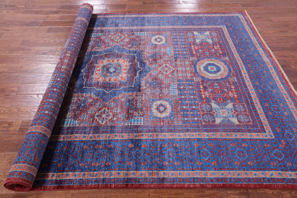 Handmade Mamluk Geometric Wool Rug 6' 9" X 9' 8" - Q12247