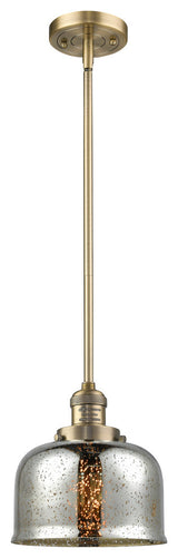 Large Bell 1-Light LED Pendant, Brushed Brass, Glass: Silver Mercury