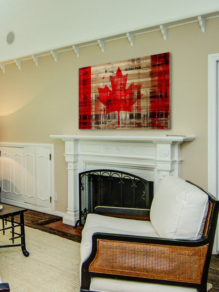 "Canadian Trees" Print on Natural Pine Wood, 36"x24"
