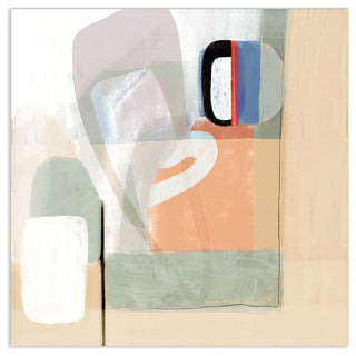 "Multiform I" Abstract Wall Art on Frameless Free Floating Tempered Glass