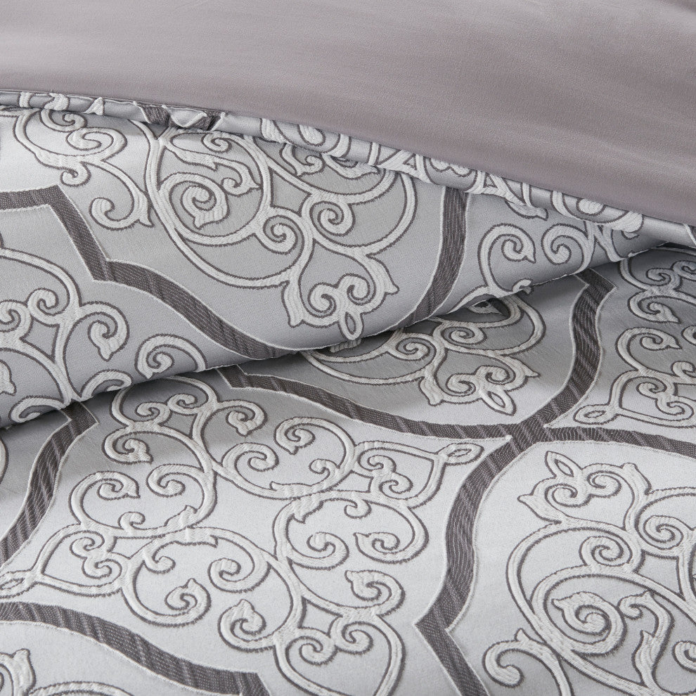 Madison Park Lavine 12 Piece Complete Bed Set, Silver