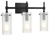 Effimero 3-Light Wall Sconce, Black With Frosted Glass