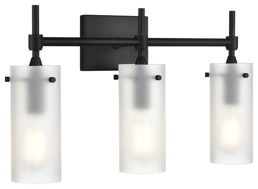 Effimero 3-Light Wall Sconce, Black With Frosted Glass
