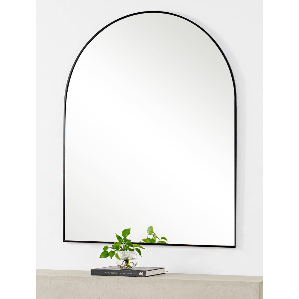 Lamia Arched Modern Matte Black Framed Wall Mirror