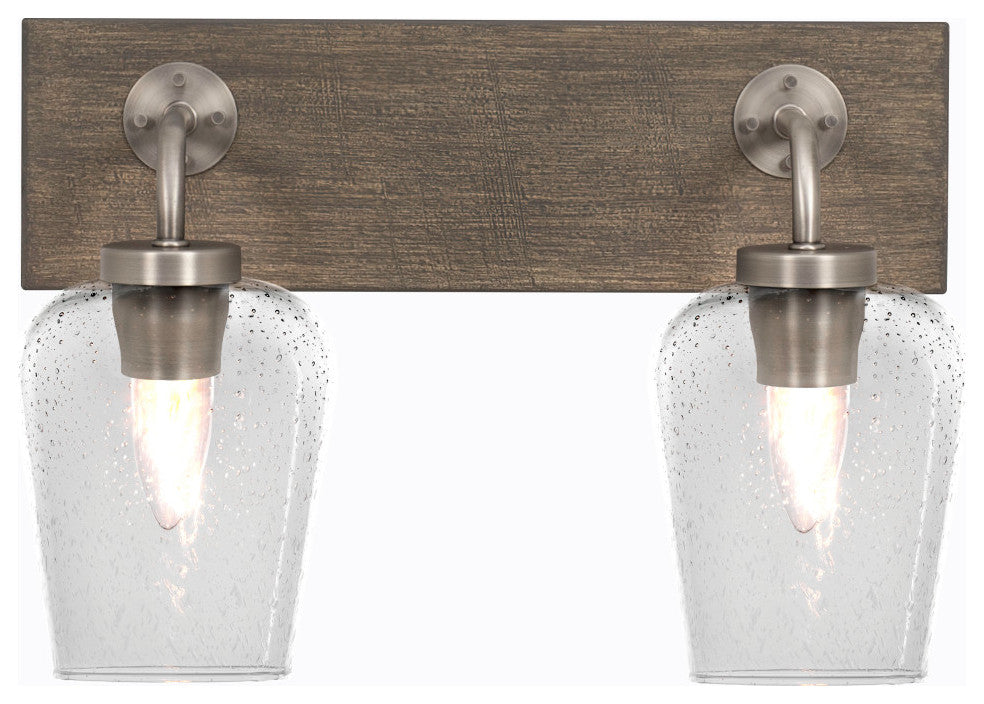Oxbridge, 2 Light Bath Bar, Graphite & Painted Distressed Metal,5" Clear Bubble