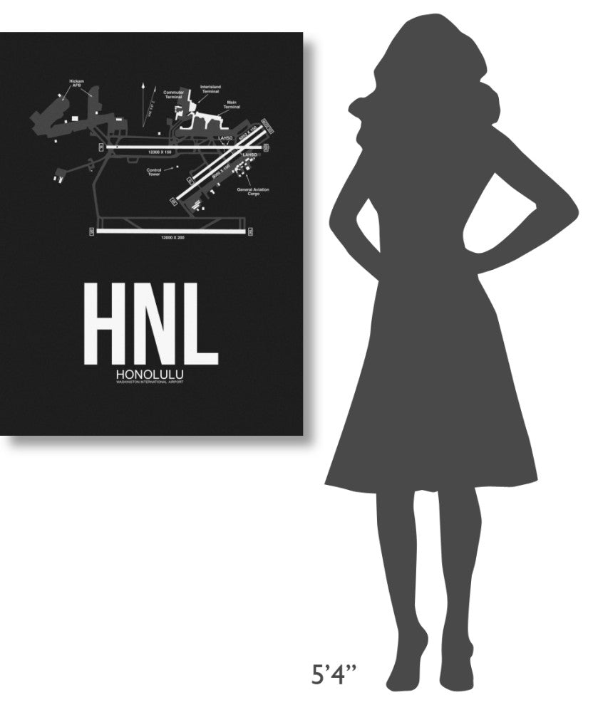 "HNL Honolulu Airport Black" Fine Art Print