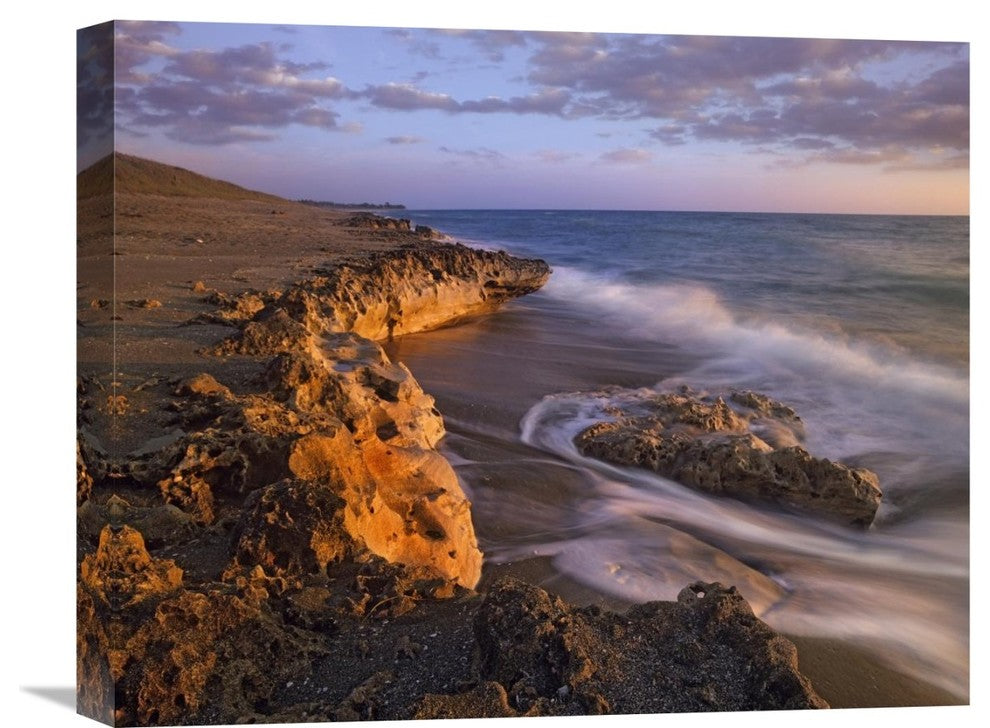 "Beach At Dusk, Blowing Rocks Preserve, Florida" Artwork, 20" x 16"
