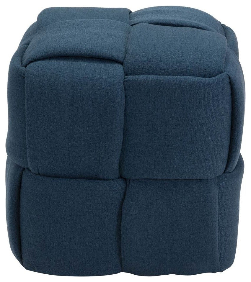 Zuo Modern Checks Stool Navy Blue