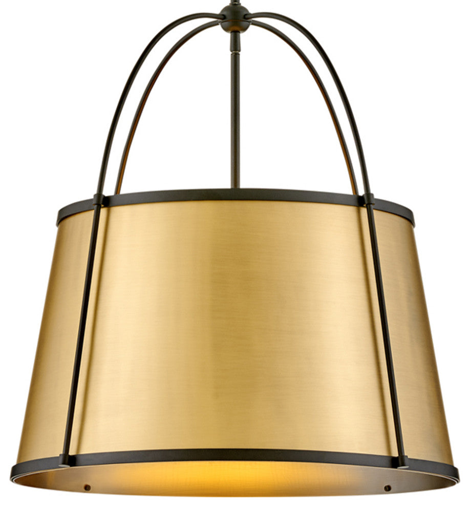 Hinkley Clarke 24.5" Medium Drum Chandelier, Lacquered Dark Brass + Black