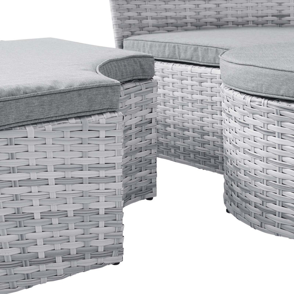 Lounge Daybed Sofa Bed, Gray, Rattan, Wicker, Modern, Outdoor Hospitality