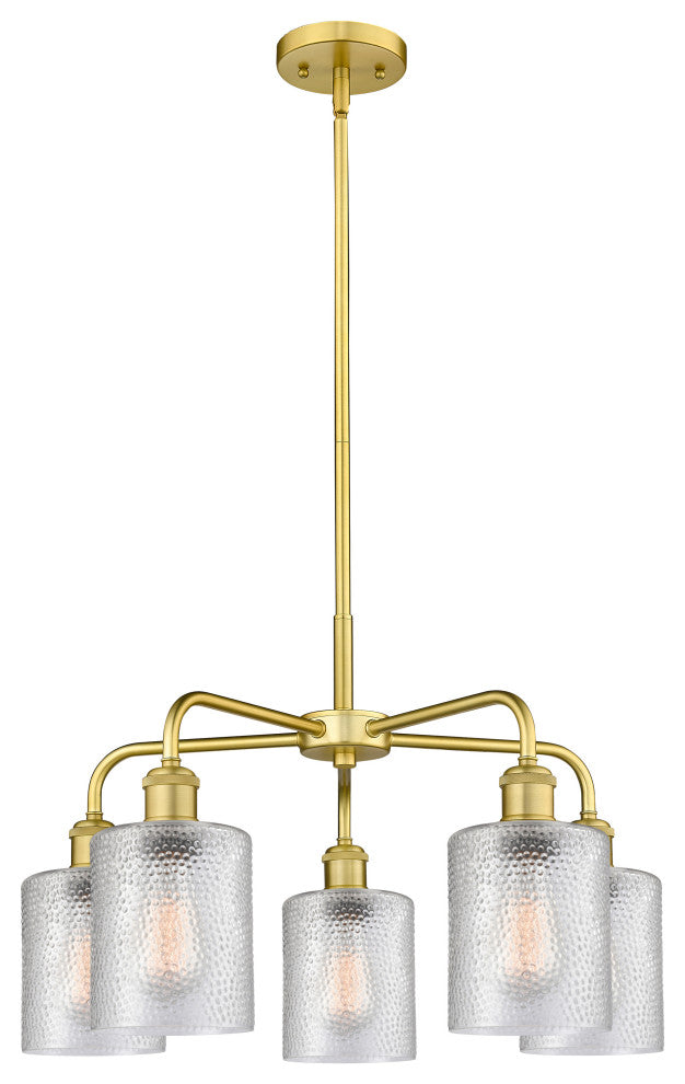 Cobbleskill 5-Light 23" Stem Chandelier, Satin Gold Finish, Clear Shade