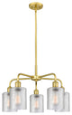 Cobbleskill 5-Light 23" Stem Chandelier, Satin Gold Finish, Clear Shade
