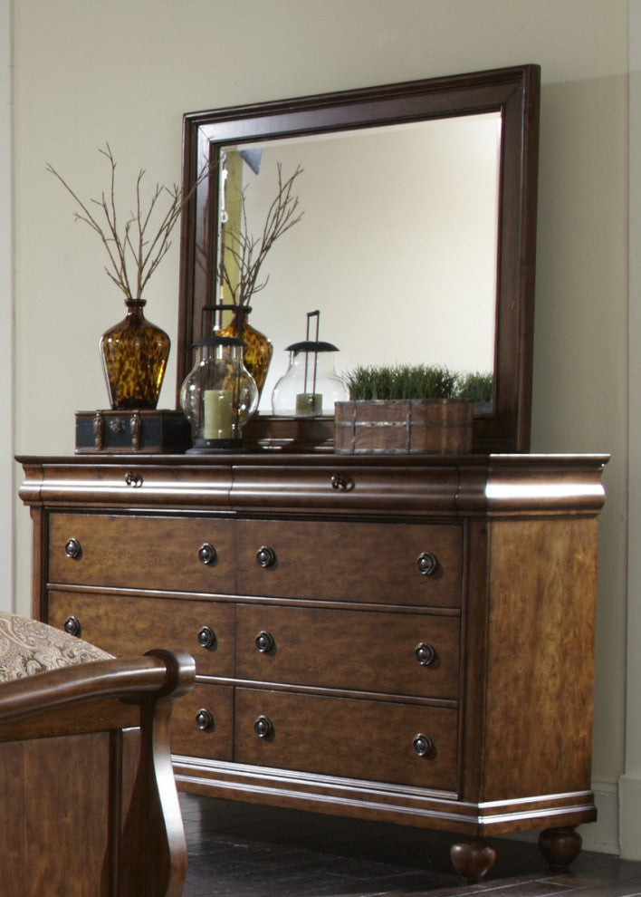 Liberty Furniture Rustic Traditions 8 Drawer Dresser in Rustic Cherry 589-BR31 E