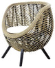 Benzara BM285199 27" Accent Chair, Rattan Frame, Curved Round, Brown, Black