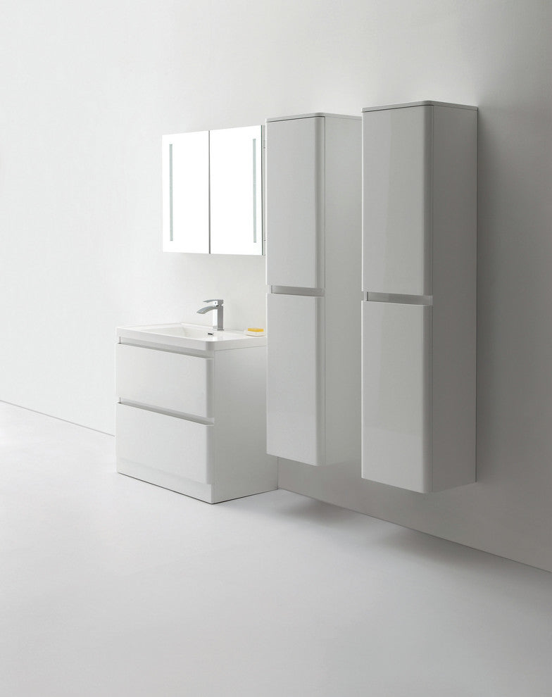 Eviva Glazzy 36" Floor Mount Modern Bathroom Vanity, High Glossy White