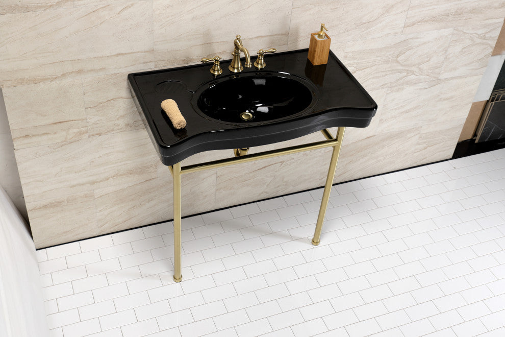 Fauceture VPB28140W87K 36" Ceramic Console Sink, Legs