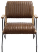 59947 Accent Chair, Cocoa Top Grain Leather and Matt Iron Finish