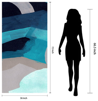 "Puzzle Blues A" Frameless Free Floating Panel Graphic Wall Art, 72"x36"