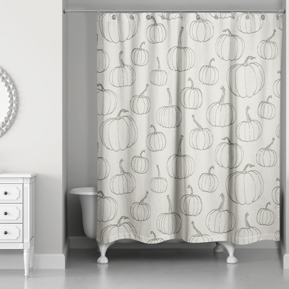 White Pumpkin Pattern 71x74 Shower Curtain