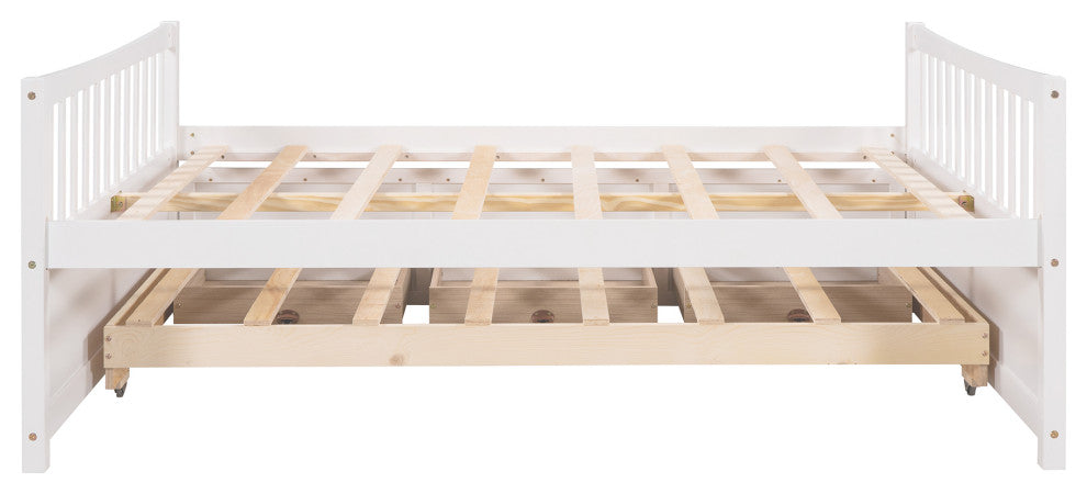 Gewnee Full size Daybed with Twin size Trundle and Drawers in White