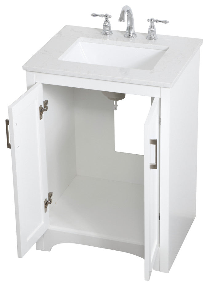 24" Single Bathroom Vanity, White
