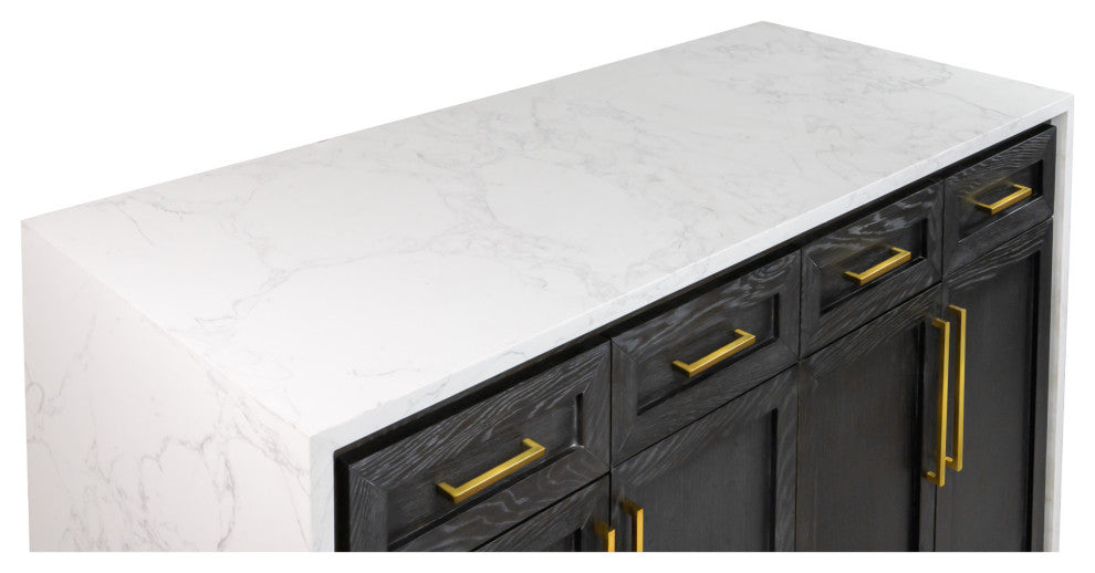 Palisade 60" Kitchen Island, Dark Oak, Engineered Marble