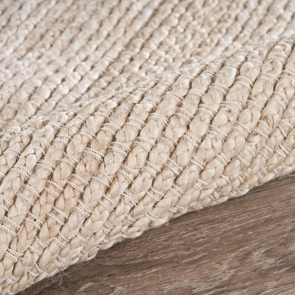 Contemporary Organic Jute Area Rug, Ivory, 9"x12"