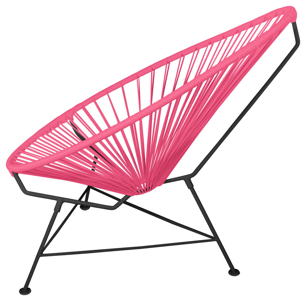 Junior Indoor/Outdoor Handmade Acapulco Chair, Pink Weave, Black Frame