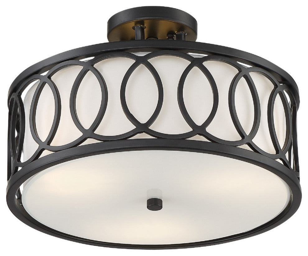 Graham 3 Light Ceiling Mount in Matte Black