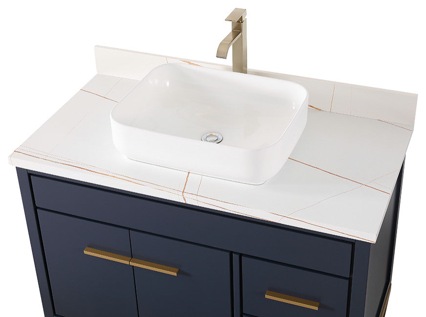 42" Tennant Brand Modern Style Navy Blue Beatrice Vessel Sink Bathroom Vanity