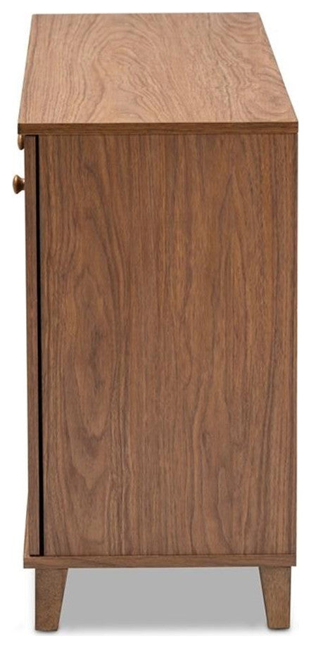 Baxton Studio Coolidge Contemporary Wood 8-Shelf Shoe Cabinet in Walnut Brown