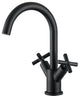 Ancona Ava Single Hole Cross Handle Bathroom Faucet, Matte Black Finish