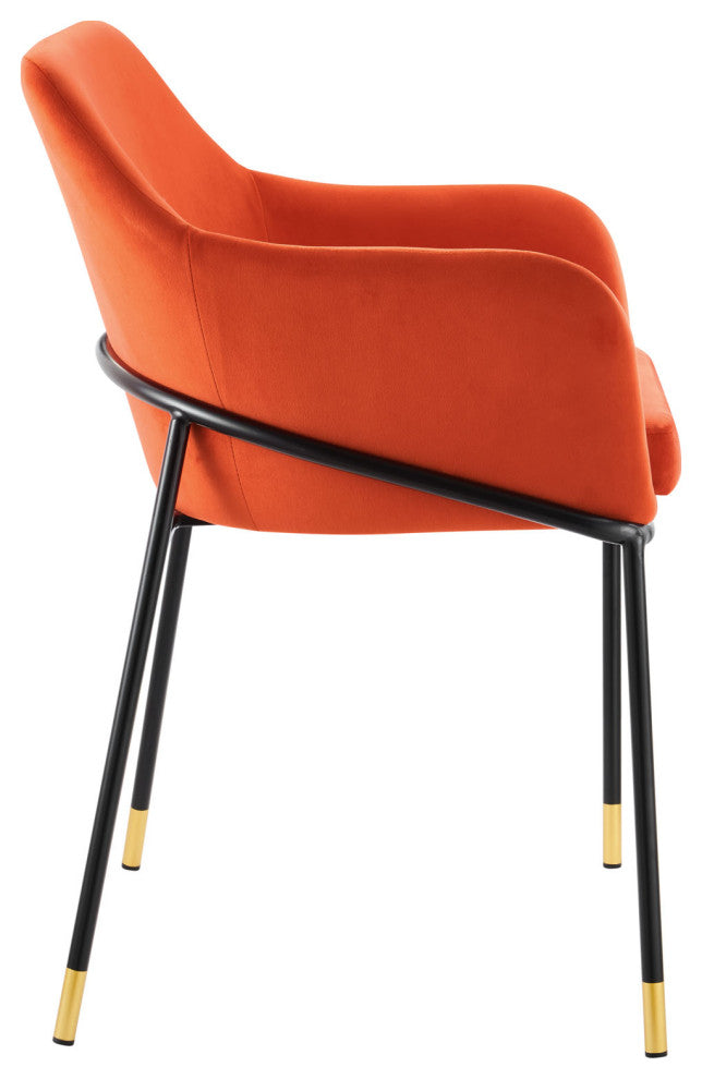 Jovi Performance Velvet Dining Armchair Set of 2, Black Orange