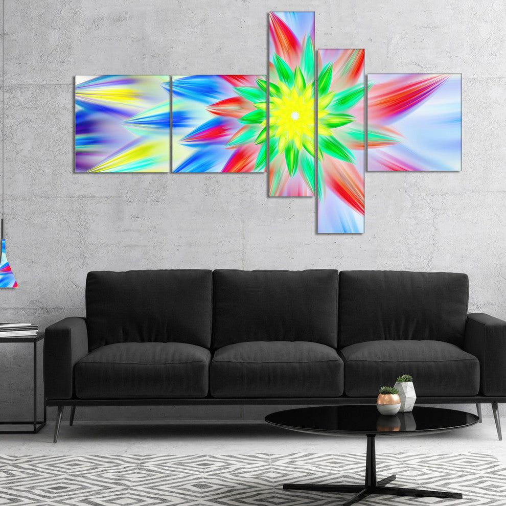 Dance of Multi Color Petals, Floral Canvas Art Print, 60"x32", 5 panels
