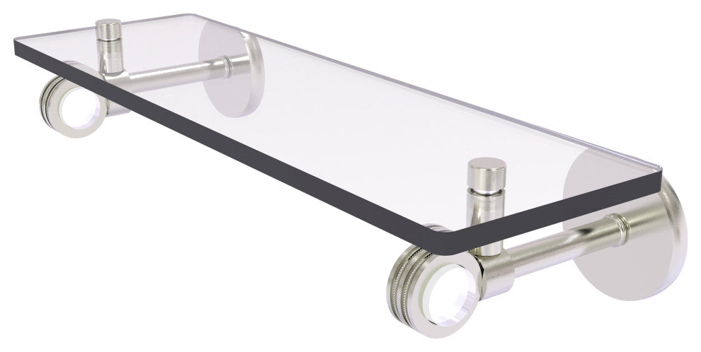 Clearview 16" Glass Shelf with Dotted Accents, Satin Nickel