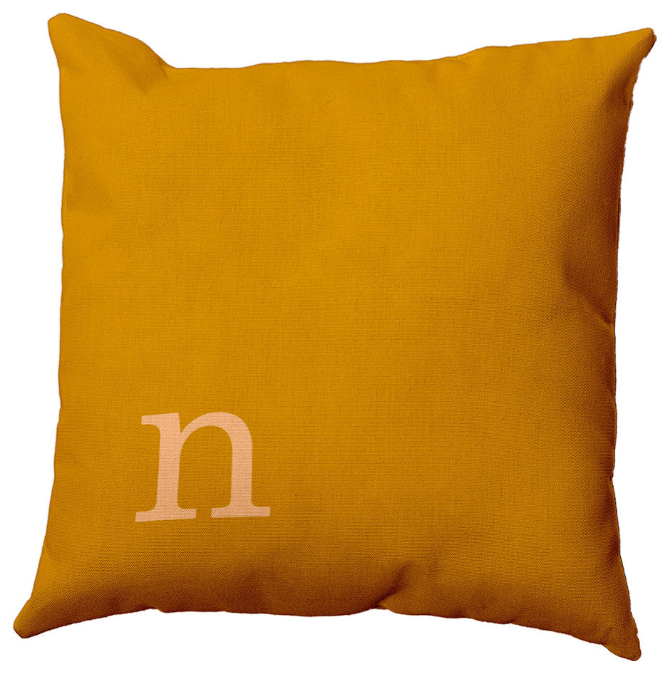 16"x16" Modern Monogram Decorative Throw Pillow, Autumn Gold