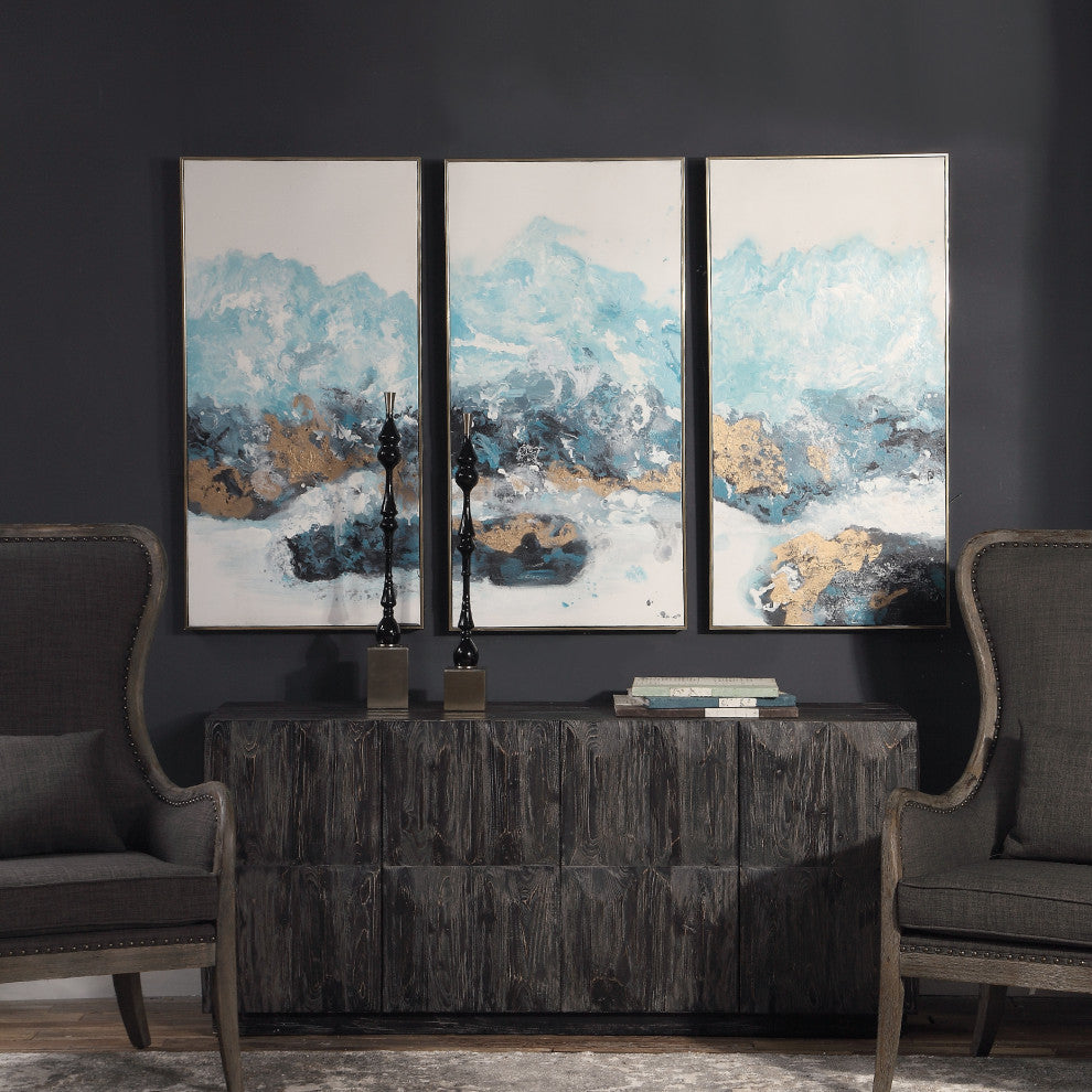 New Uttermost Crashing Waves Abstract Art, 3-Piece Set