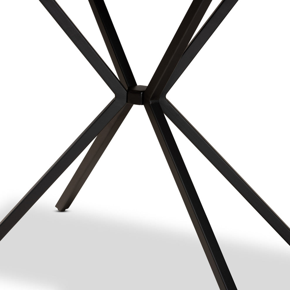 Modern Walnut Finished Wood and Black Finished Metal Console Table