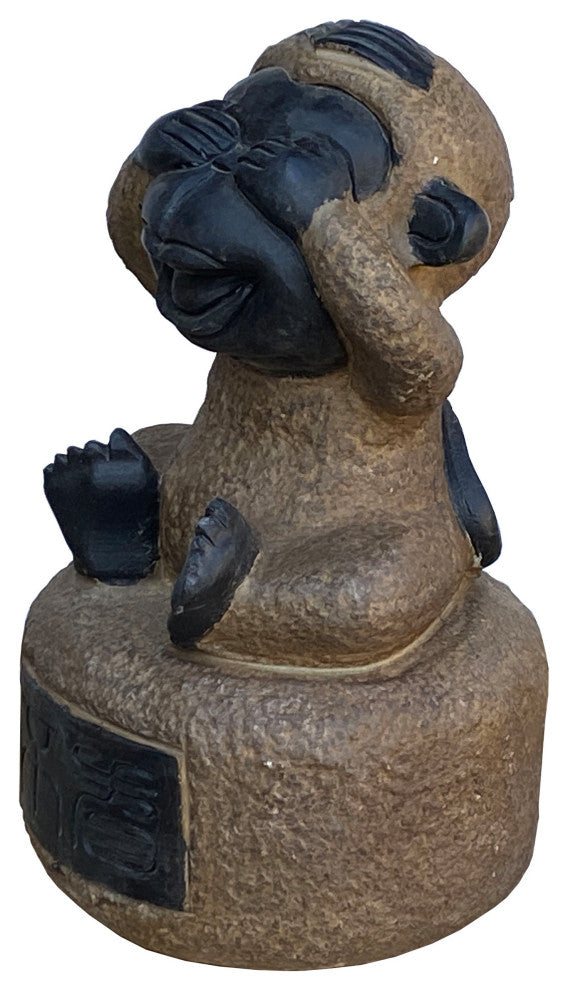 Black Gray Brown Two Colors Stone Monkey Ape See No Evil Figure Hcs7115
