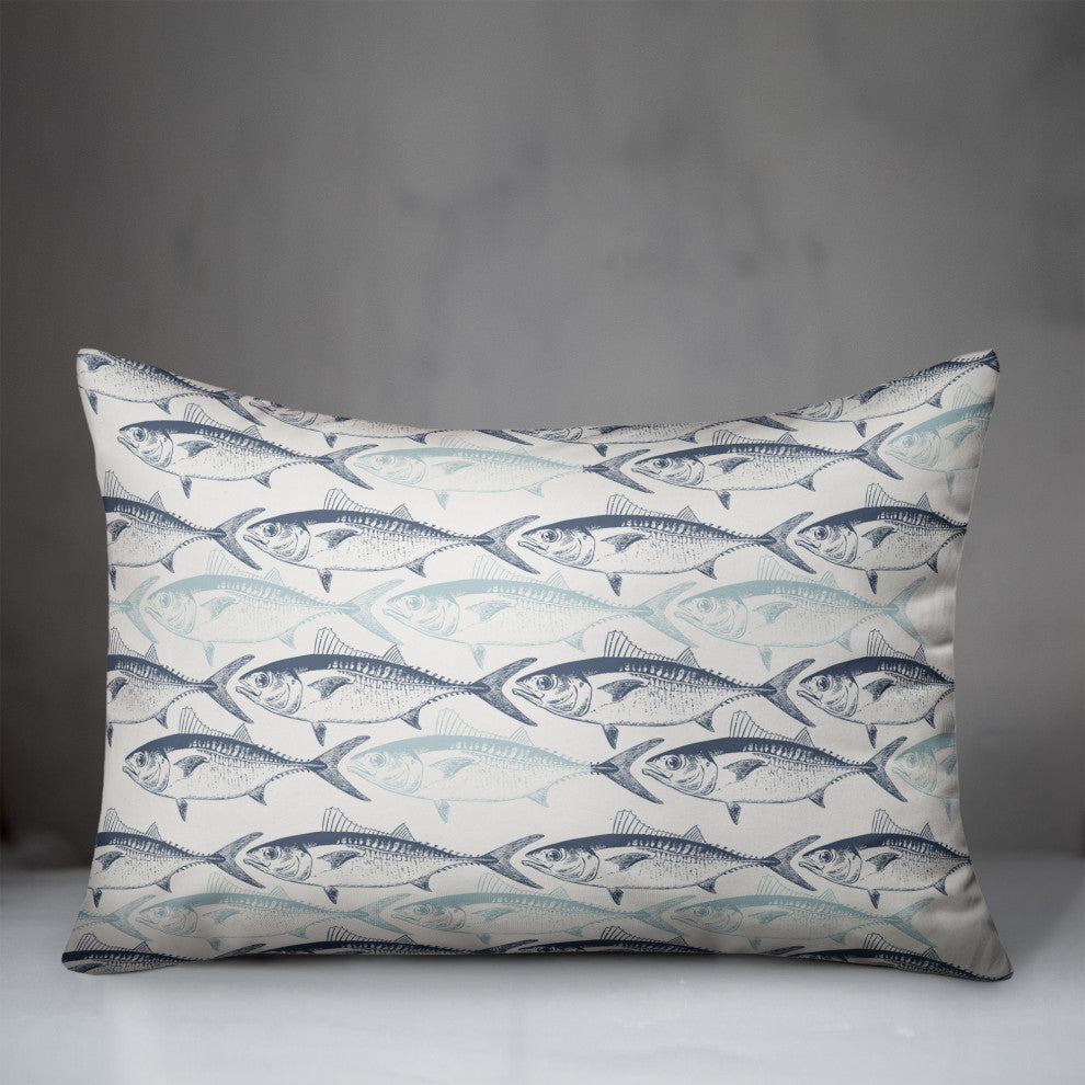 Blue Fish School 14x20 Spun Poly Pillow