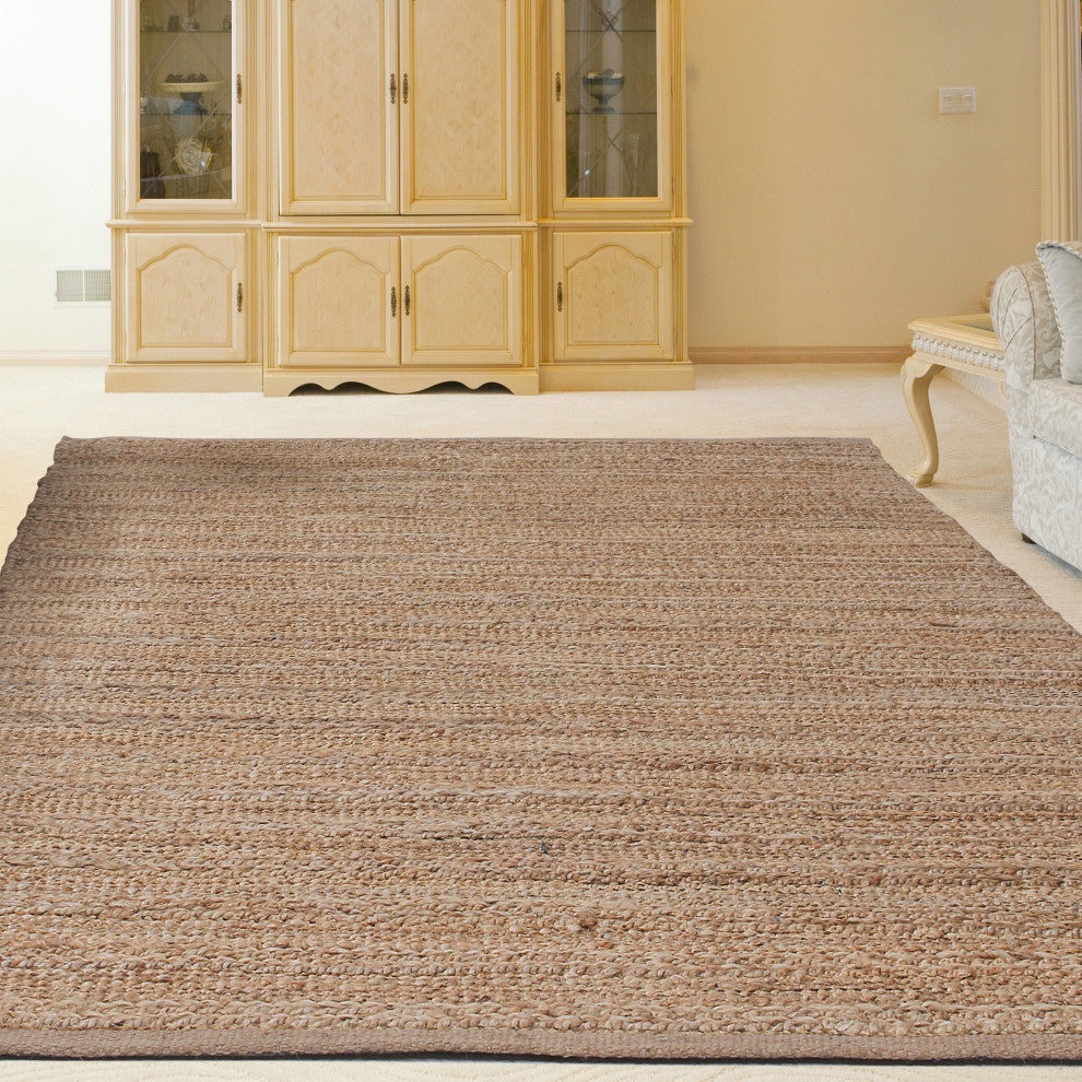 Tan Organic Jute Area Rug, 7'9" X 9'9"