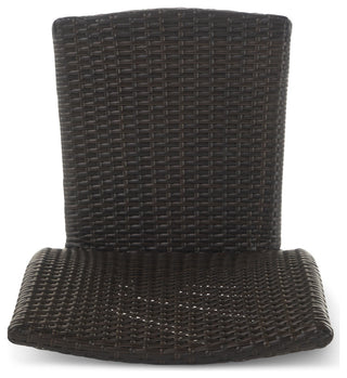 GDF Studio Dorside Outdoor Wicker Armless Stack Chairs With Aluminum Frame, Multi-Brown, Set of 2