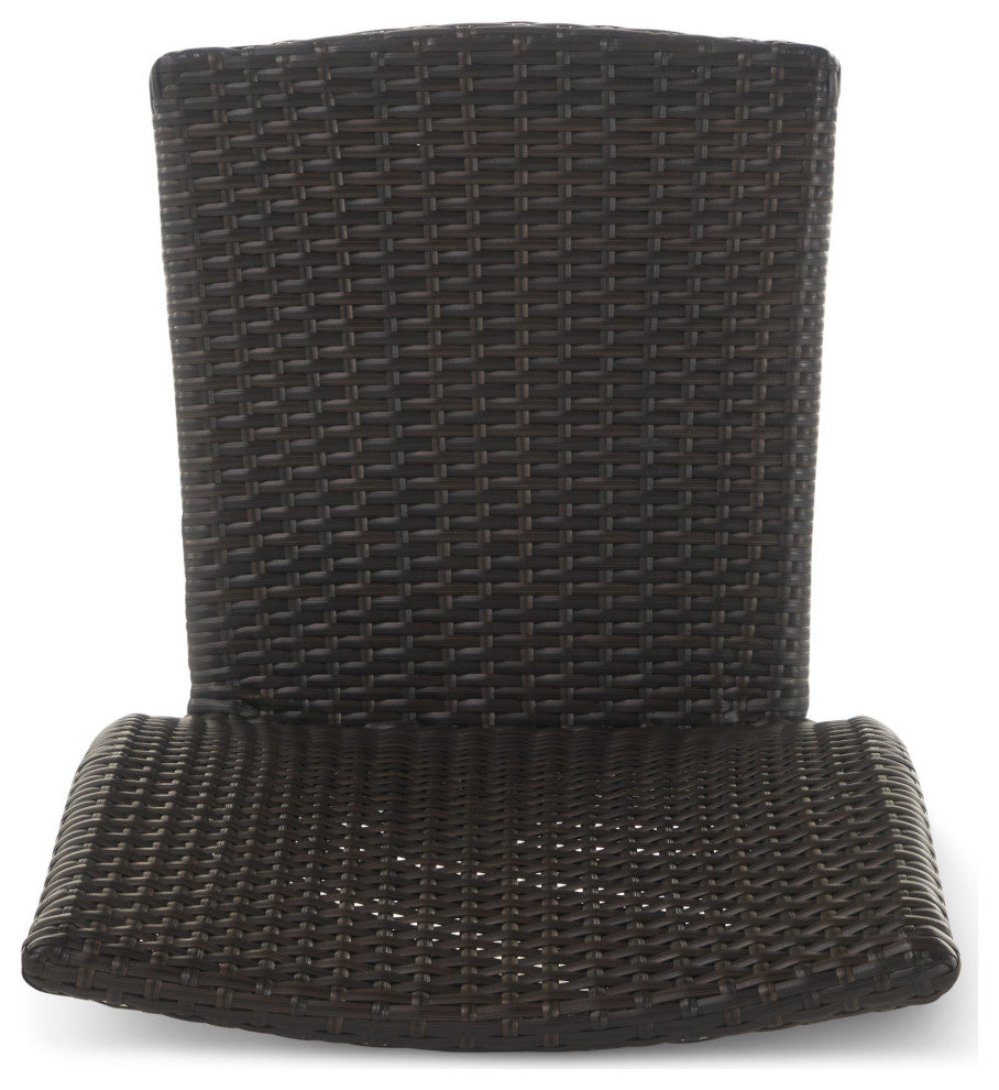 GDF Studio Dorside Outdoor Wicker Armless Stack Chairs With Aluminum Frame, Multi-Brown, Set of 2