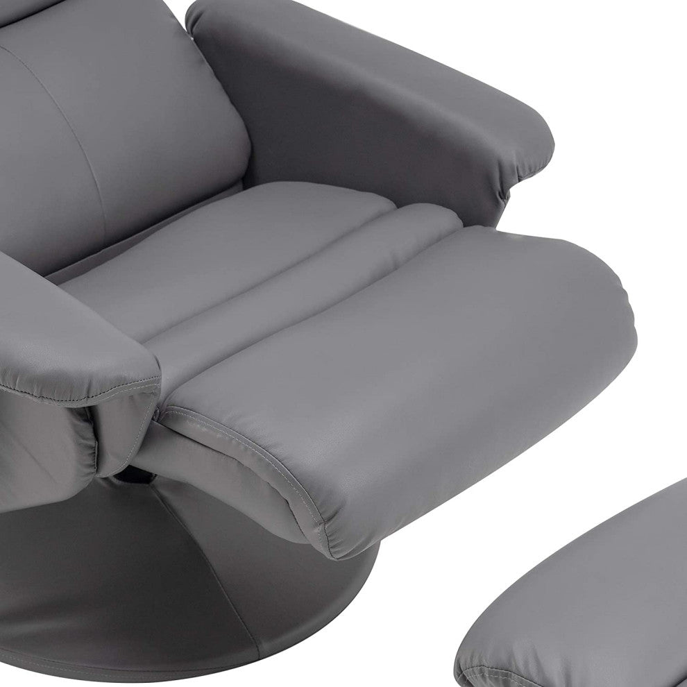 Modern Recliner Chair With Ottoman, Massage Function For Your Comfort, Grey