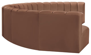 Arc Vegan Leather Upholstered 8-Pc. Inward Curved Modular Sectional, Cognac