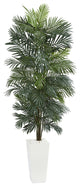 7' Areca Artificial Tree, White Tower Planter