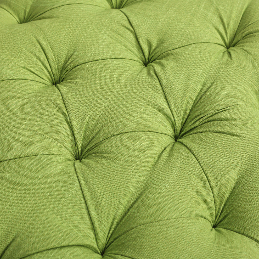 Lewis 60" Tufted Bolster Arm Entryway Bench, Bright Chartreuse Linen